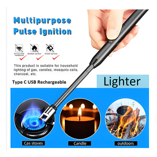 Electric Rechargeable Arc USB Candle Lighter with LED Battery Display – Windproof & Flameless
