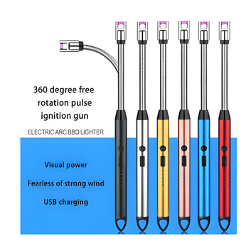 Electric Rechargeable Arc USB Candle Lighter with LED Battery Display – Windproof & Flameless