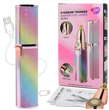 2 in 1 Eyebrow Trimmer & Facial Hair Remover for Women – Rechargeable, Painless & Portable Shaver